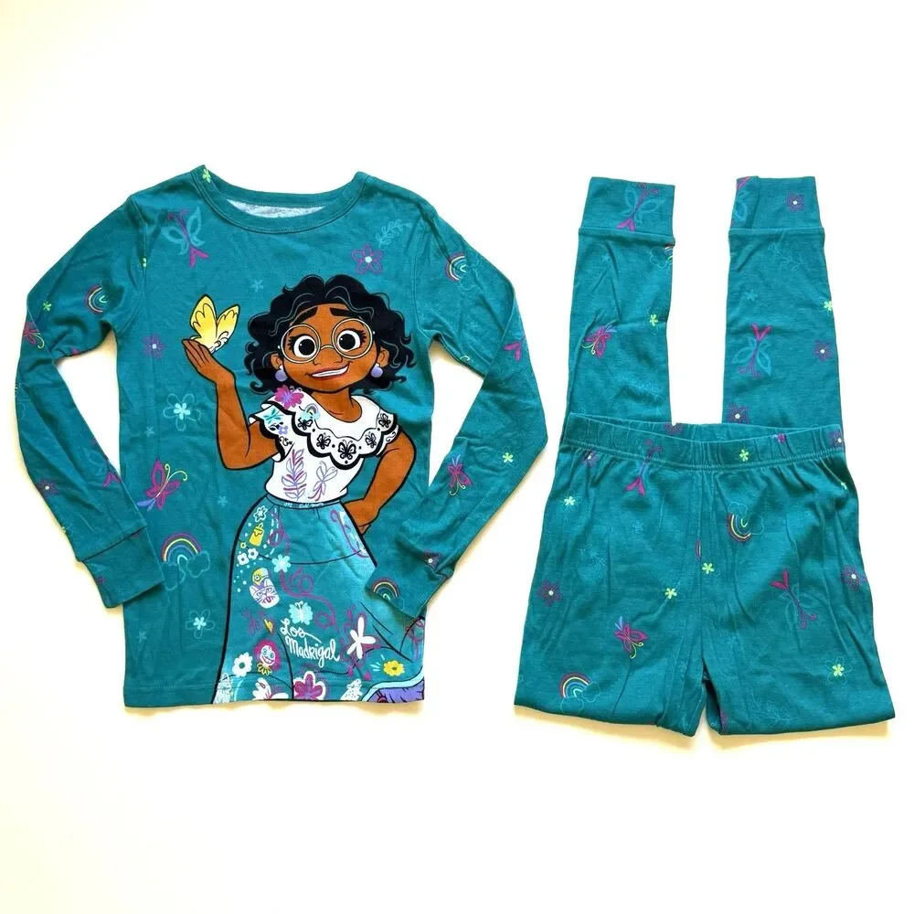 Disney Encanto Mirabel Girls Pajama Set Size 10 2 Pc Teal Long Sleeve Cotton